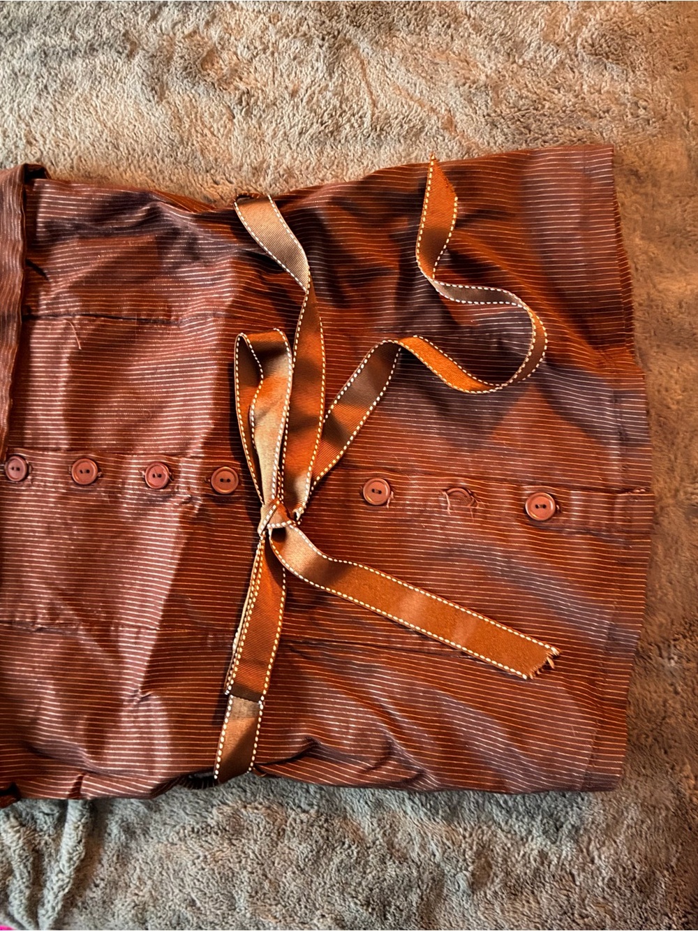 Fashion Magazine Women's Brown Striped Tie-Waist Blouse